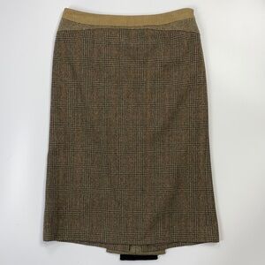 ETRO Wool Blend Pencil Brown Skirt Size 38 Waist 26”